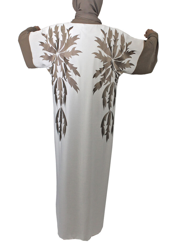 Kimono une pièce blanc et marron – Image 3