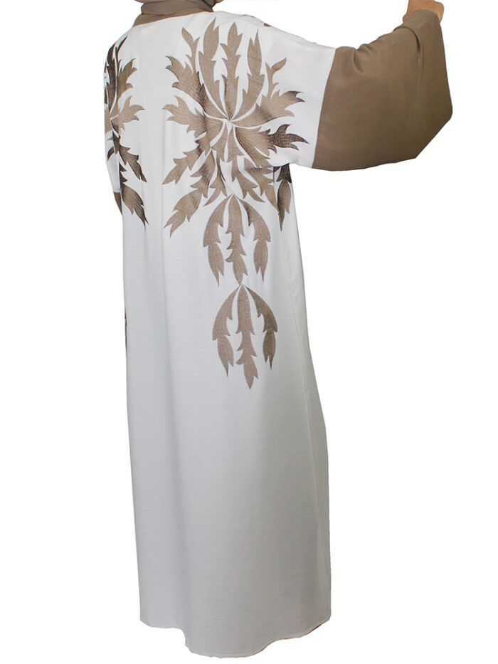 Kimono une pièce blanc et marron – Image 2