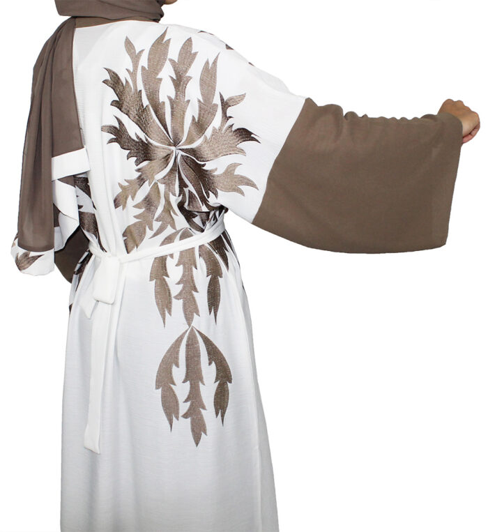 Kimono une pièce blanc et marron – Image 8