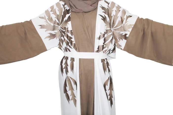 Kimono une pièce blanc et marron – Image 6