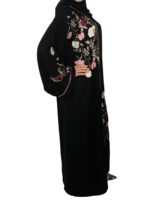 Abaya Dubai noire avec broderies fleurs – Image 4