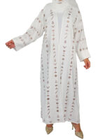 Abaya ensemble Aztèque en blanc
