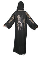 Abaya Dubai noire avec broderie en gold et noire – Image 8