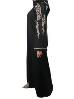 Abaya Dubai noire avec broderie en gold et noire – Image 7