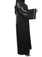 Abaya Dubai noire avec broderie en gold et noire – Image 6