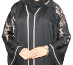 Abaya Dubai noire avec broderie en gold et noire – Image 5