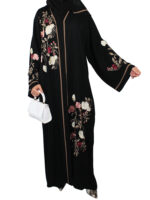 Abaya Dubai noire avec broderies fleurs – Image 7