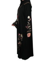 Abaya Dubai noire avec broderies fleurs – Image 5