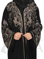 Abaya dubai noire brodée en dorée – Image 6