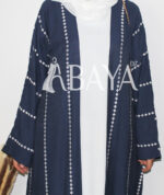 Abaya Kimono 2 pièces en bleu nuit et blanc