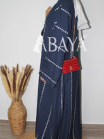 Abaya Kimono 2 pièces en bleu nuit et blanc