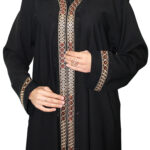 Abaya noire de qualité avec strass
