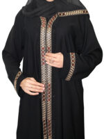 Abaya noire de qualité avec strass