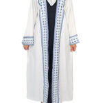 Abaya Kimono 2 pièces en bleu et blanc