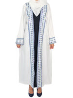 Abaya Kimono 2 pièces en bleu et blanc