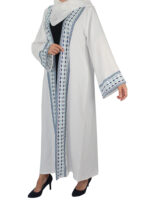 Abaya Kimono 2 pièces en bleu et blanc – Image 2