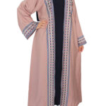 Abaya Kimono 2 pièces en nude et bleu nuit