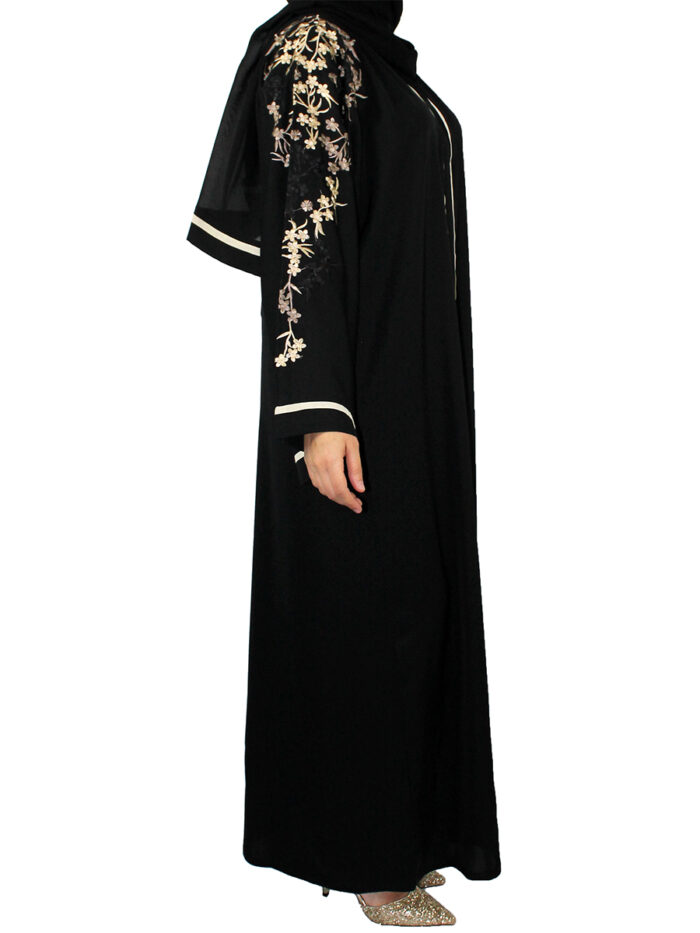Abaya luxe avec broderie en petites fleurs – Image 7