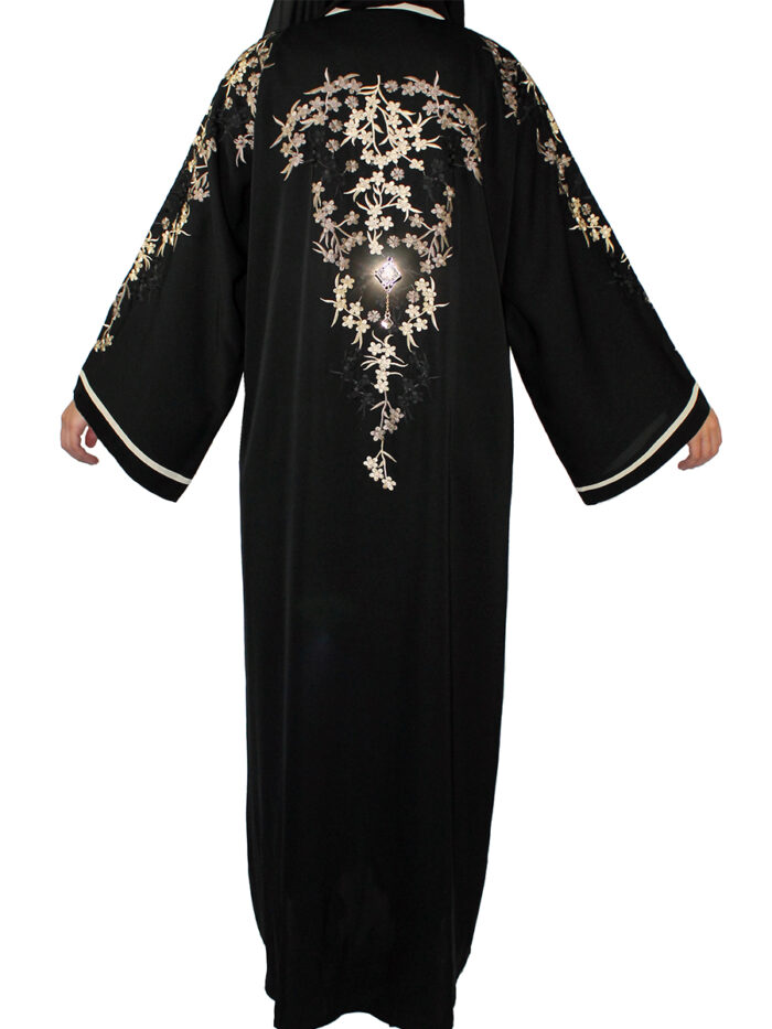 Abaya luxe avec broderie en petites fleurs – Image 5