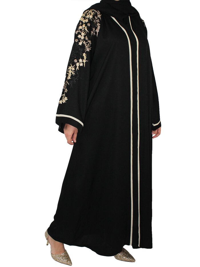 Abaya luxe avec broderie en petites fleurs – Image 4
