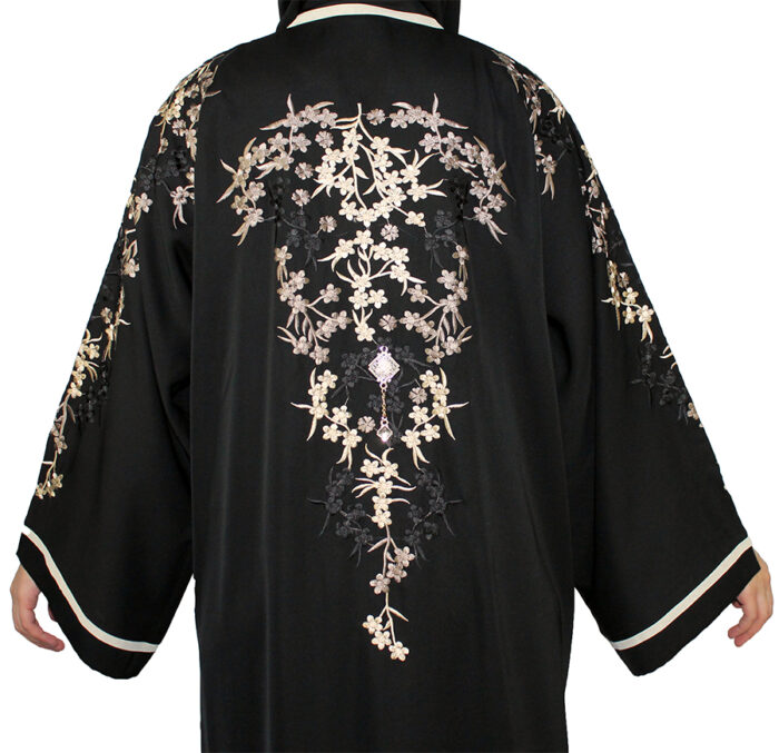 Abaya luxe avec broderie en petites fleurs – Image 3