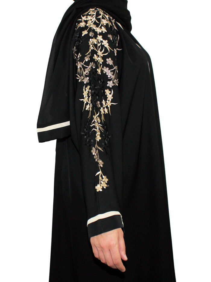 Abaya luxe avec broderie en petites fleurs – Image 2