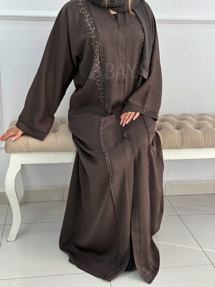 Magnifique Abaya en marron foncé – Image 5