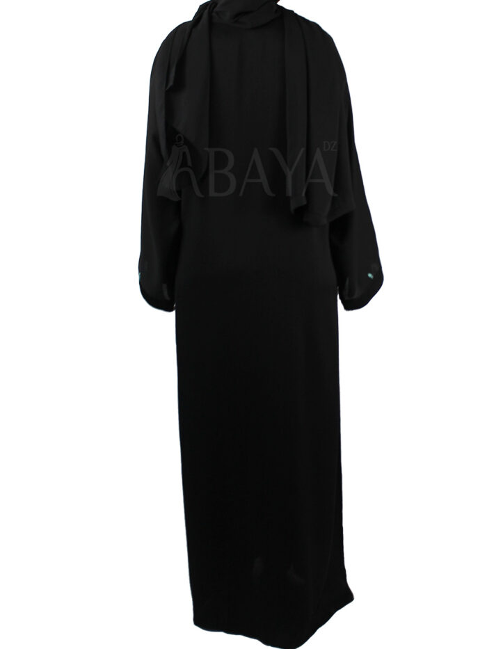 Abaya noire perlée sous forme de fleur