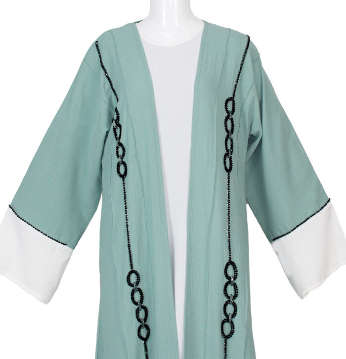 Kimono 2 pièces perlés en bleu