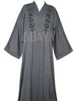 Abaya Dubai perlée chic en gris souris