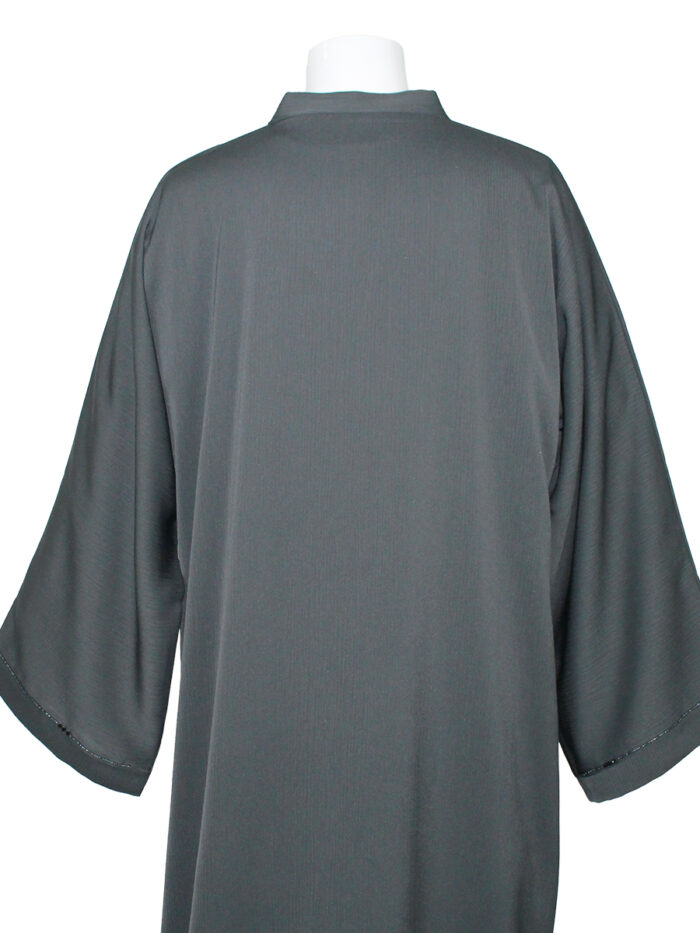 Abaya Dubai perlée chic en gris souris – Image 4