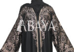 Abaya dubai noire brodée en dorée – Image 4