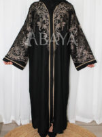 Abaya dubai noire brodée en dorée
