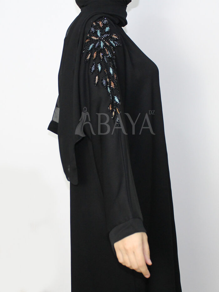 Abaya Dubai noire perlée chic et élégante