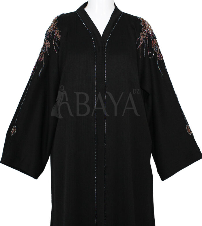 Abaya Dubai Noire avec Détails Perlés : L'Essence du Raffinement