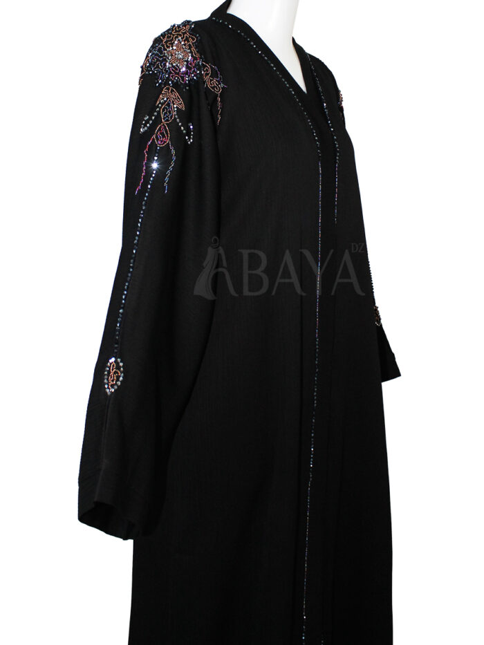 Abaya Dubai Noire avec Détails Perlés : L'Essence du Raffinement