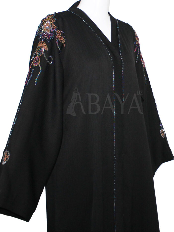 Abaya Dubai Noire avec Détails Perlés : L'Essence du Raffinement