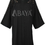 Abaya Noire aux Motifs Perlés : Une Touche d’Élégance