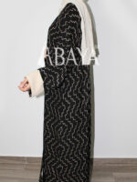 Chic Abaya Kimono 2 pièces en noir et Jaune – Image 2