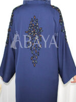 Abaya Bleu Luxe en Tissu ZOOM avec Perles