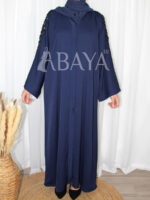 Abaya Bleu Luxe en Tissu ZOOM avec Perles