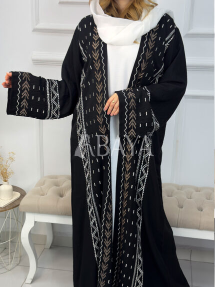 Abaya Kimono ensemble deux pièces avec broderies orientales