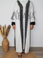 Ensemble Abaya Bicolore Élégant – Noir & Blanc