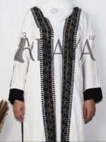 Ensemble Abaya Bicolore Élégant – Noir & Blanc