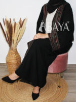 Abaya ensemble noir avec broderie raffinée