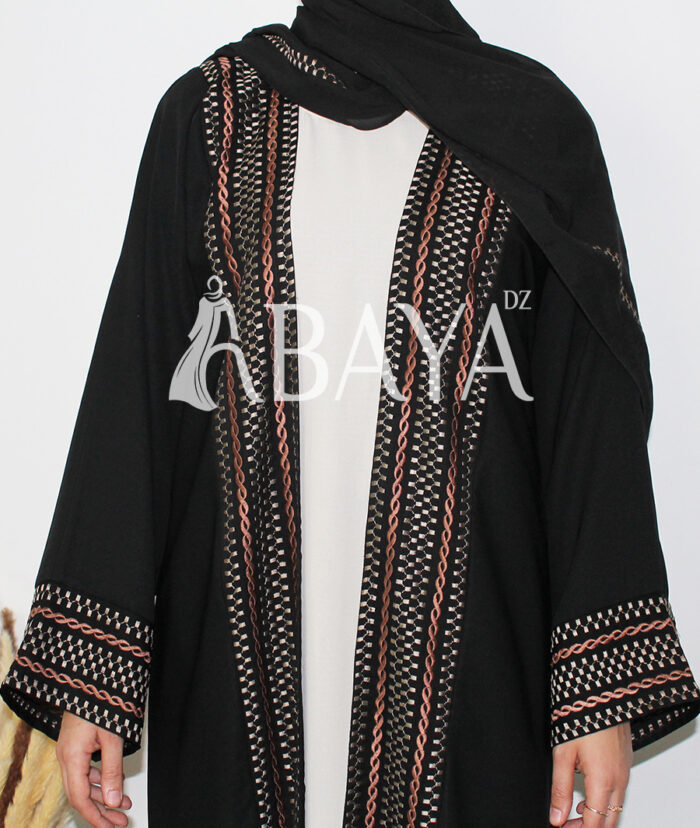 Abaya ensemble noir avec broderie raffinée