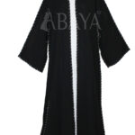 Abaya Kimono Confortable Noir avec Ceinture et Robe