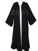 Abaya Kimono Confortable Noir avec Ceinture et Robe