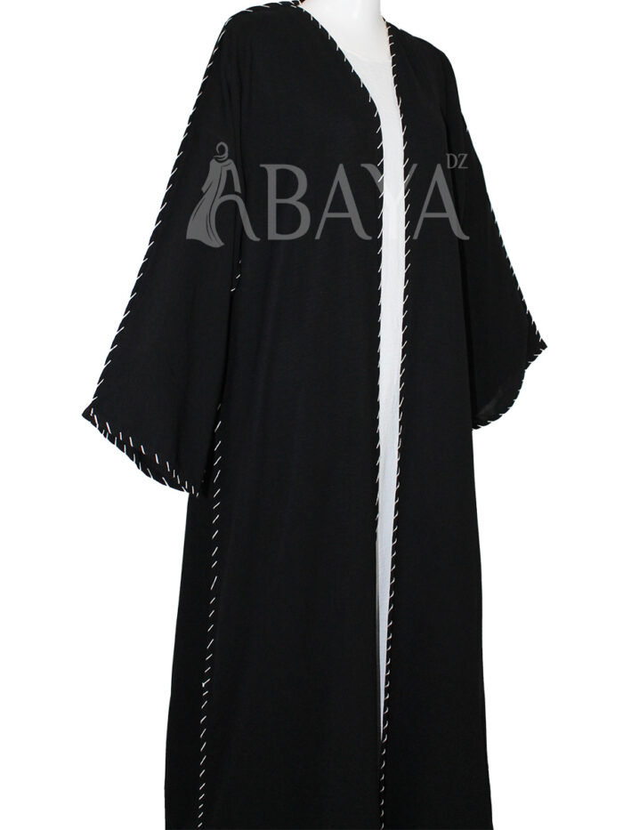 Abaya Kimono Confortable Noir avec Ceinture et Robe
