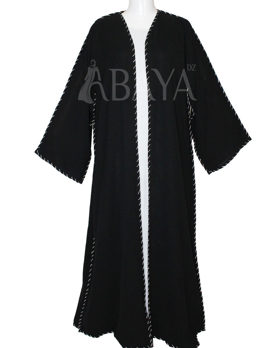 Abaya Kimono Confortable Noir avec Ceinture et Robe Abaya Kimono Confortable Noir avec Ceinture et Robe